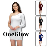 Women One Shoulder Knee Length Bodycon Dress
