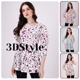 Women's 3D Dot Puff Sleeve Crepe Top | Stylish Round Neck
