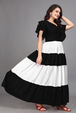 Women’s Black Colourblocked Crepe Maxi Dress by ZELZIS

