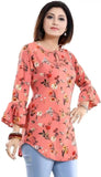 Women’s Casual and Party Wear Orange Floral Tunic Top
