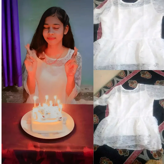 Smiling shopper in Zelzis fashion tunic
