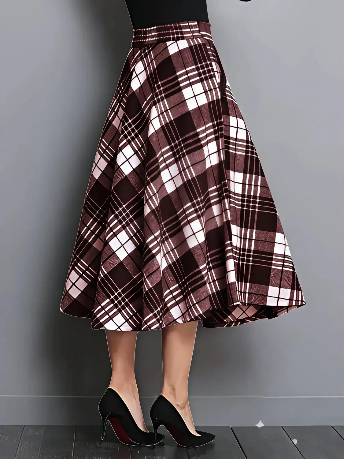 Plaid skirt with a gray background