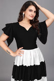 ZELZIS Black V Neck Colourblocked Maxi Dress for Casual Wear
