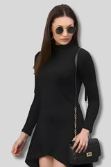 ZELZIS Fashion online Shopping Women Black Up Down Solid Polyester Bodycon Dresses
