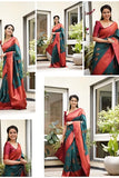 ZELZIS Fashion online Shopping Women Light Green Solid Premium Jacquard Sarees With Unstich Blouse Piece