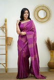 ZELZIS Fashion online Shopping Women Purple Latest Self Designer Jacquard Sarees With Unstich Blouse Piece