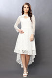 ZELZIS Fashion online Shopping Women White Coding Net With Inner High Low Dresses