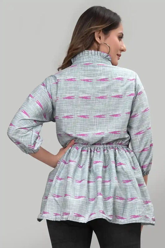 ZELZIS Women Casual and Party Wear Grey Floral Tunic
