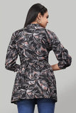 ZELZIS Women’s Black Floral Rayon Tunic with Three Quarter Sleeves

