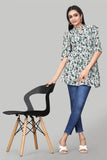 ZELZIS Women’s Green Floral Mango Tunic with Three Quarter Sleeves






