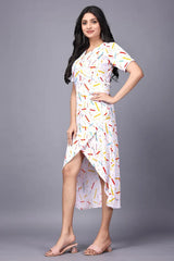 ZELZIS Women's Multicolor Abstract Lines Short Sleeve Dress







