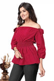 ZELZIS Women’s Pink Three-Quarter Sleeve Off Shoulder Tunic Fashionable Look
