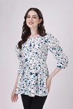 ZELZIS Women’s Sky Blue Tunic with Three-Quarter Sleeves for Casual & Party Wear
