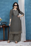 ZELZIS black floral cotton kurta plazzo set for women

