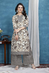 ZELZIS cream kurta set for women

