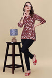 ZELZIS maroon floral crepe top for women

