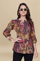ZELZIS multi color abstract crepe tunic for women

