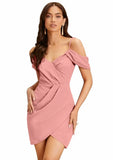 ZELZIS sweetheart neck pink bodycon dress

