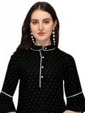 Zelzis black casual tunic top with collar neck for women
