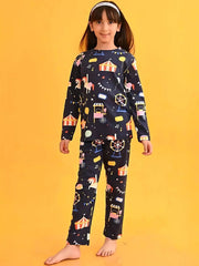 Zelzis blue cotton t-shirt and pants set for girls