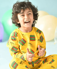 Zelzis boys yellow cotton t-shirt and pants set