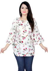 Zelzis three-quarter bell sleeve white tunic for girls