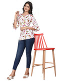 Zelzis white tunic top for women – machine washable crepe fabric