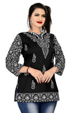 Zelzis women black rayon digital printed tunic top
