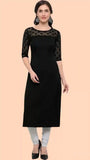 Zelzis women's black calf length kurti
