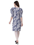 Zelzis women's blue color mix crepe kurti for casual wear
