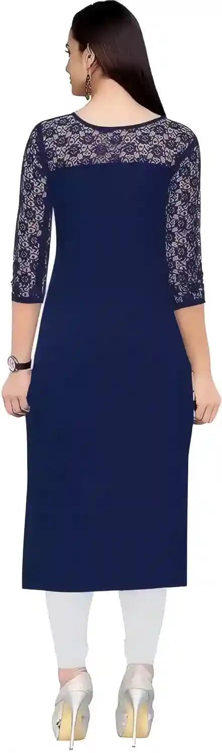 Zelzis women's blue round neck kurti for daily wear
