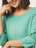 Zelzis women's light green calf length kurti
