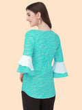Zelzis women’s light green polka dot crepe top for daily wear
