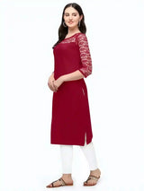 Zelzis women's maroon round neck kurti
