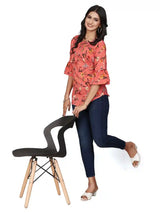 Zelzis women’s orange crepe tunic for casual and party wear
