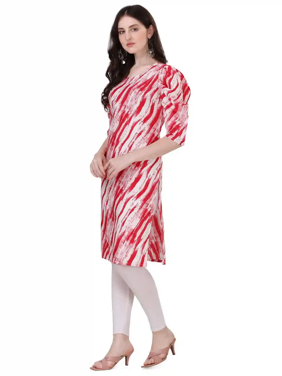 Zelzis women's pink color mix crepe kurti for casual wear
