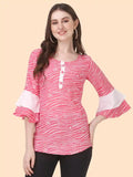 Zelzis women's pink crepe top with white polka dots
