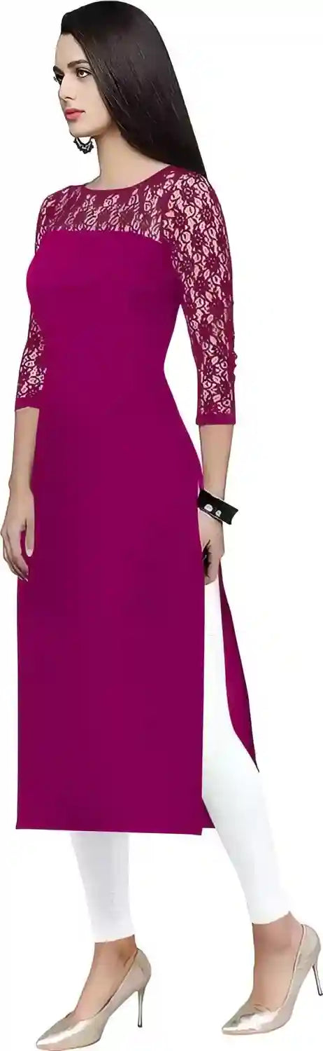 Zelzis women's purple crepe kurtis combo solid pattern daily wear

