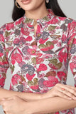 Zelzis women's red floral round neck kurti
