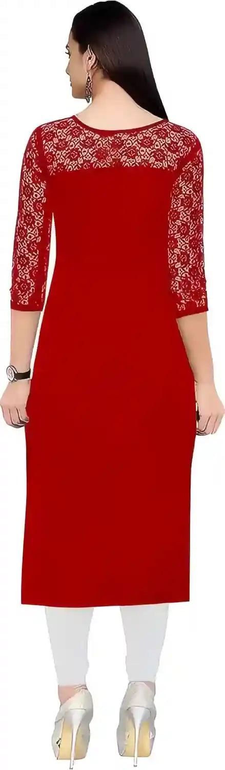 Zelzis women's red round neck kurti
