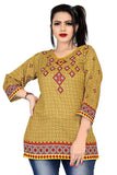 Zelzis women yellow rayon digital printed tunic top
