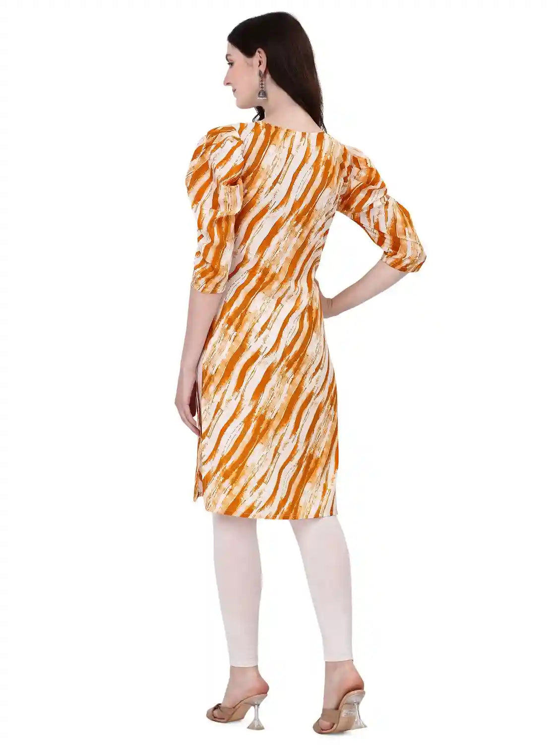 Zelzis yellow color mix crepe kurti for casual and party wear
