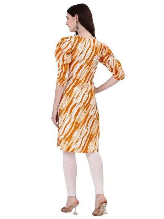 Zelzis yellow color mix crepe kurti for casual and party wear
