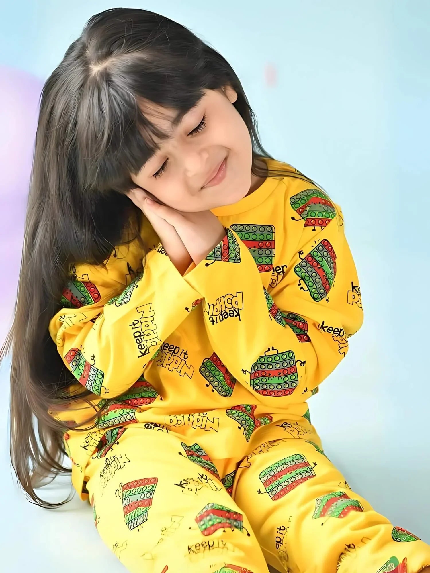 Zelzis yellow cotton t-shirt and pants set for girls