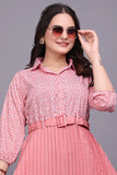 Elegant pink crepe ankle-length party dress for special occasions

