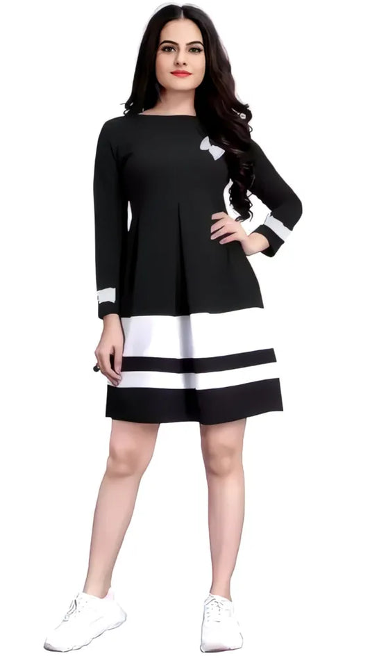 Black colourblock butterfly crepe dress by ZELZIS

