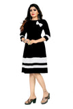 Black solid fit & flare crepe dress by ZELZIS

