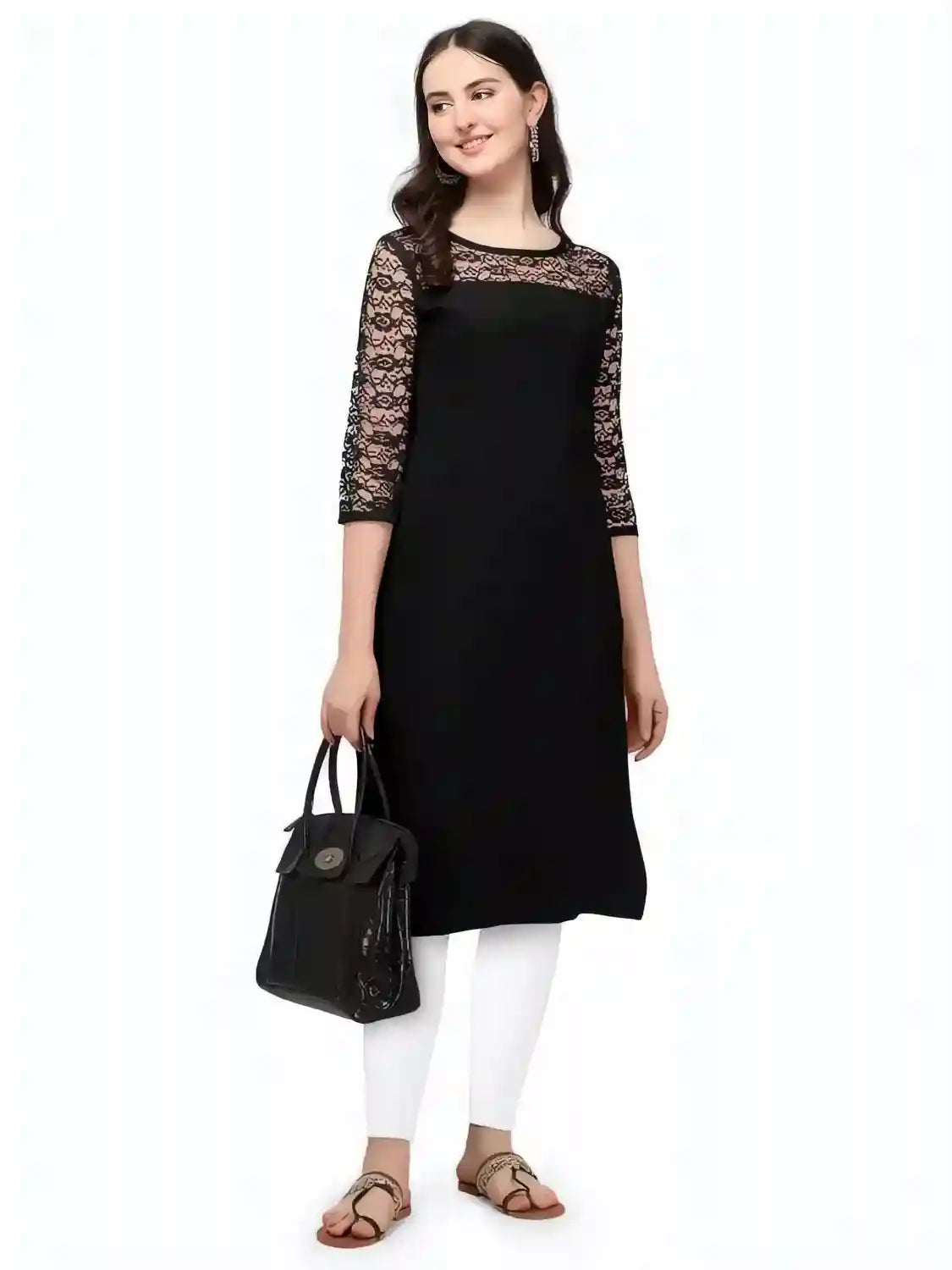 black A-line kurti made in India for women







