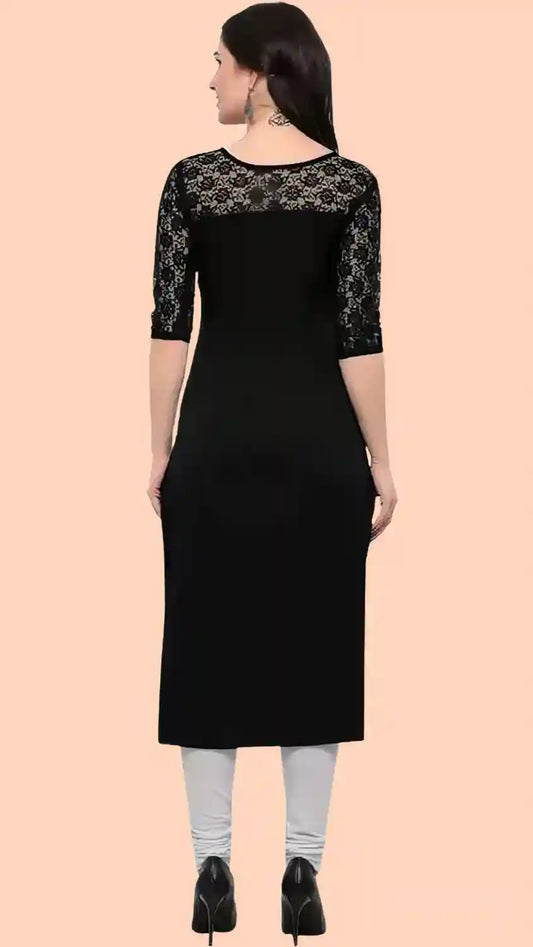 black solid A-line kurti for everyday wear

