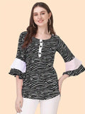 black solid crepe top with stylish design for women
